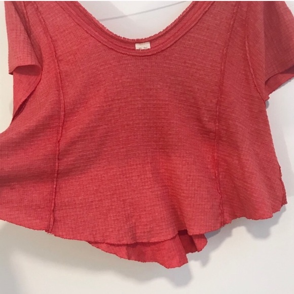 Free People | Red Orange Crop Tee Distressed XS - Picture 4 of 6